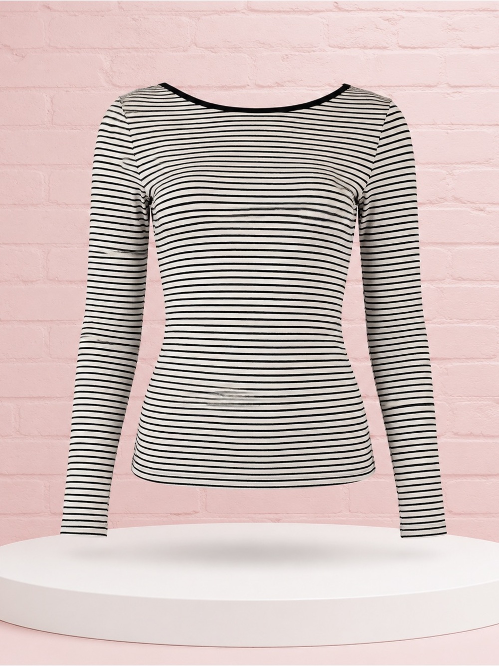 NWT Edikted Black White Striped Scoop Back Long Sleeve Top